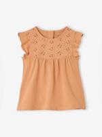 T-shirt met korte mouwen voor babymeisjes, geborduurd oudroze