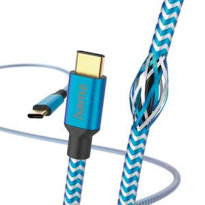 Hama Oplaadkabel Reflective USB-C - USB-C 1,5 M Nylon Blauw