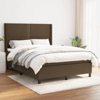 Boxspring met matras stof donkerbruin 140x190 cm