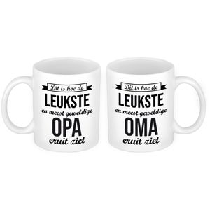 Leukste en meest geweldige Opa en Oma mok - Cadeau beker set voor Opa en Oma   -