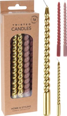 Home & Styling Kaarsjes gedraaid mini 17cm set a 10