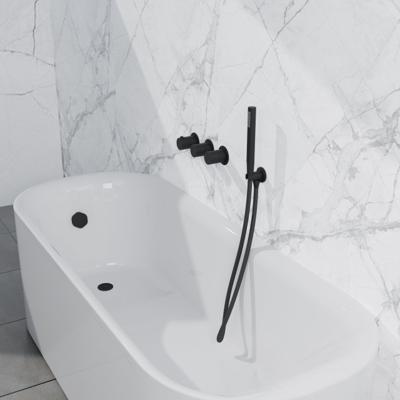 Fortifura Nebbio Badcombinatie-set - thermostaatkraan - inbouwdeel - inbouw uitbreiding - wandaansluitbocht - gladde doucheslang - staaf handdouche - badafvoer opbouw - mat zwart SW1183065 SW1183076 SW1183078 SW542644 SW706210 SW