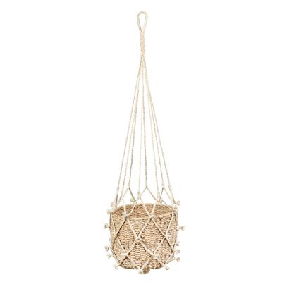 Natural Living plantenpot aan macrame touw - plantenhanger - zeegras pot - H110 cm - D25 cm