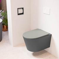 Wandcloset Mondiaz Lavie | Zonder spoelrand | Incl.Toiletzitting-Smoke | Keramiek | Dark Grey