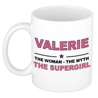 Naam cadeau mok/ beker Valerie The woman, The myth the supergirl 300 ml - Naam mokken - thumbnail
