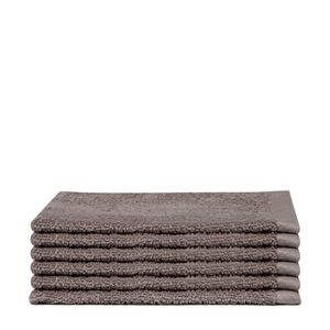 Volumevoordeel! Set Van 6 Katoenen Washanden, Taupe, Belgisch Fabricaat