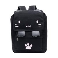 Kat vorm Leisure Fashion Canvas dubbele schouders tas Backpack(Black)