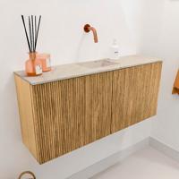 Toiletmeubel Mondiaz Joya Dlux | 90 cm | Meubelkleur Oak | Faye wastafel Frappe Wasbak Midden | Zonder kraangat(en)