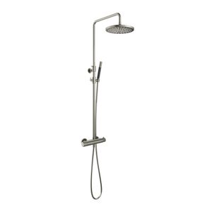 Hotbath Cobber X Opbouw Regendoucheset Met Thermostaatkraan, Hoofddouche 30cm En Staafhanddouche Geborsteld Nikkel