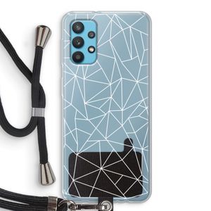 Geometrische lijnen wit: Samsung Galaxy A32 4G Transparant Hoesje met koord