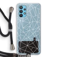 Geometrische lijnen wit: Samsung Galaxy A32 4G Transparant Hoesje met koord