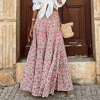 Dames Schommel Lange rok Bohemen Maxi Rokken Afdrukken Bloemig Straat Vakantie Lente zomer Polyester Modieus oma-stijl aan de kust Boho Blozend Roze Roos Lightinthebox