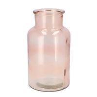 DK Design Bloemenvaas melkbus fles - helder glas zachtroze - D15 x H26 cm   -