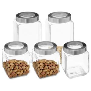 5Five voedsel voorraadpotten MIRO met draaideksel - 5x - glas - 1.2L en 2L - weckpotten
