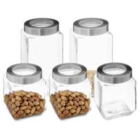 5Five voedsel voorraadpotten MIRO met draaideksel - 5x - glas - 1.2L en 2L - weckpotten