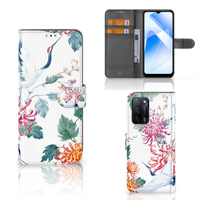 OPPO A16/A16s/A54s Telefoonhoesje met Pasjes Bird Flowers - thumbnail