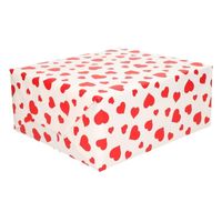 4x rollen inpakpapier/cadeaupapier wit met rode hartjes 200 x 70 cm op rol