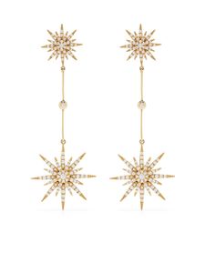 Djula boucles d'oreilles pendantes Sun 2 en or 18ct ornées de diamants