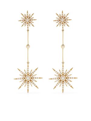Djula boucles d'oreilles pendantes Sun 2 en or 18ct ornées de diamants