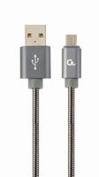Premium micro-USB laad- & datakabel &apos;metaal&apos;, 2 m, metallic-grijs