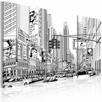 Schilderij - Comic style in zwart en wit, New York ,  3 luik - thumbnail