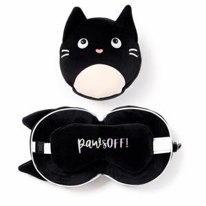 Feline Fine knuffel/reiskussen/slaapmasker - 2-in-1 set - voor kinderen