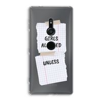 No Girls Allowed Unless: Sony Xperia XZ2 Transparant Hoesje