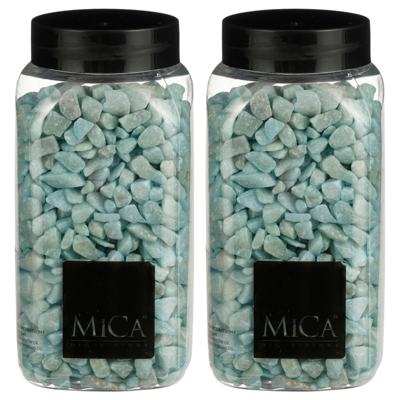 Mica Decorations decoratie steentjes - 2x - lichtblauw - 1 kilo - 650ml - hobby steentjes