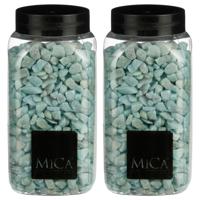 Mica Decorations decoratie steentjes - 2x - lichtblauw - 1 kilo - 650ml - hobby steentjes