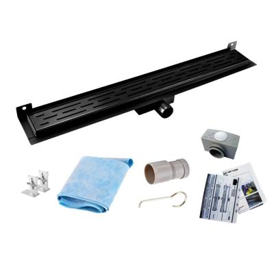 Douchegoot SaniClear Nero | 80 cm | Met muurflens en rooster | Mat zwart