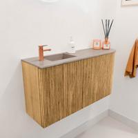 Toiletmeubel Mondiaz Joya Dlux | 81.6 cm | Meubelkleur Oak | Faye wastafel Saba Wasbak Links | 1 kraangat