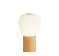 Tafellamp Ella - Wood & Opal Ribbed Glass