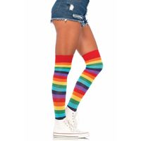 Regenboog kniekousen voor dames - thumbnail