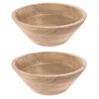 Set van 2x stuks houten ronde serveer schalen dia 25 cm - thumbnail