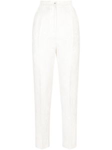 Dolce & Gabbana pantalon à fleurs en brocart - Blanc