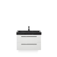 Seville Badmeubelset 80 cm - Wit Hoogglans - Wastafel Hardsteen Wit Lucca