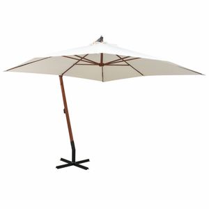 VidaXL Zweefparasol met houten paal 300x300 cm wit