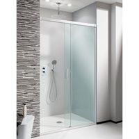 Crosswater Design S softclose schuifdeur 140x195cm helder veiligheidsglas zilver profiel DSLSC1400