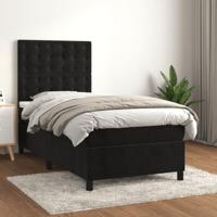 Boxspring met matras fluweel zwart 100x200 cm
