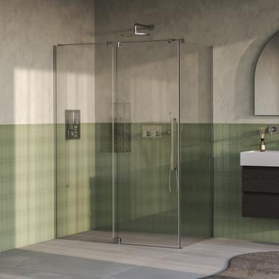 BRAUER Stellar douchecabine met draaideur helder glas 140x100x200 omkeerbaar incl. glascoating PVD RVS-kleurig geborsteld