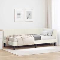Hoekbedframe met matras Crème 90 x 200 cm Fluweel