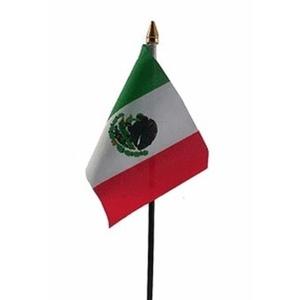 Mexico - mini vlaggetje van 10 x 15 cm op stokje - Landen vlag - H27 cm