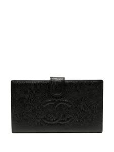 CHANEL Pre-Owned portefeuille pliant à coutures logo (2002) - Noir