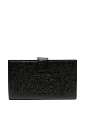 CHANEL Pre-Owned portefeuille pliant à coutures logo (2002) - Noir