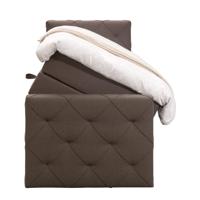 Leen Bakker - Boxspring Met Opbergruimte En Voetbord Liv Geruit - Donker - 90x200cm - Stof - Bruin