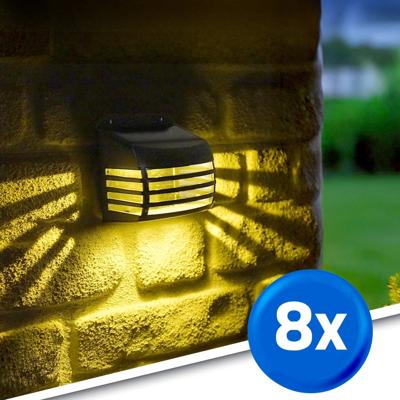 Zwarte solar wandlamp stripe op zonne-energie set van 8