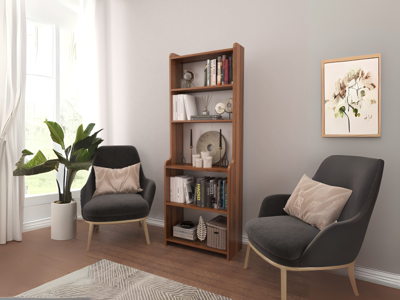 Boekenkast EDNA 4 legplanken walnoot