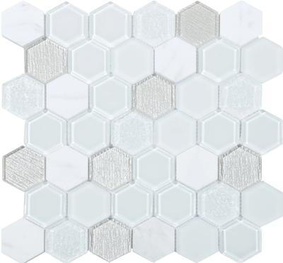 Mozaïek tegels Tour Wit 30x30 - Hexagon Wandtegels Glas