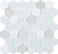 Mozaïek tegels Tour Wit 30x30 - Hexagon Wandtegels Glas