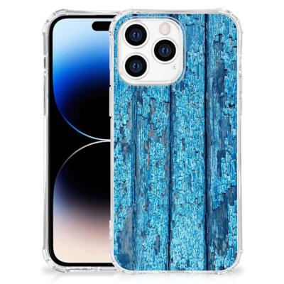 Apple iPhone 14 Pro Max Stevig Telefoonhoesje Wood Blue Apple iPhone 14 Pro Max Stevig Telefoonhoesje Wood Blue